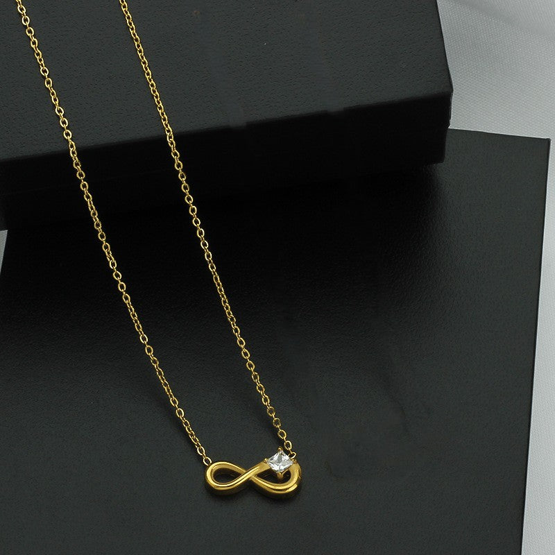INFINITY PENDANT WITH CRYSTAL ( ANTI TARNISH )