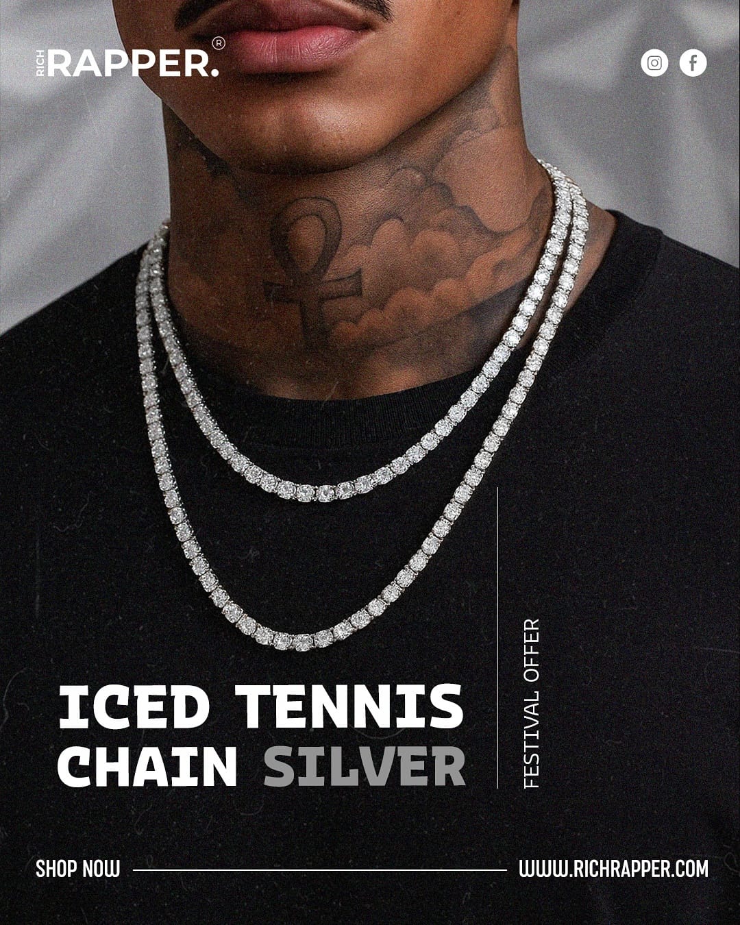 ICED TENNIS CHAIN - SILVER