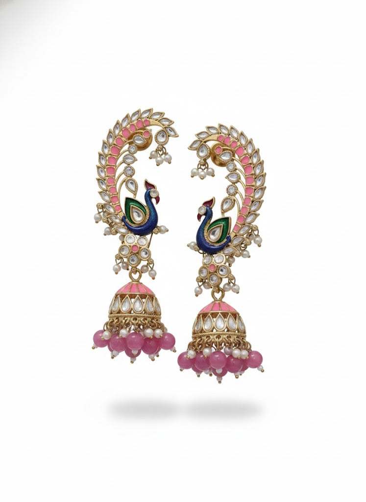 PINK PEACOCK JHUMKA