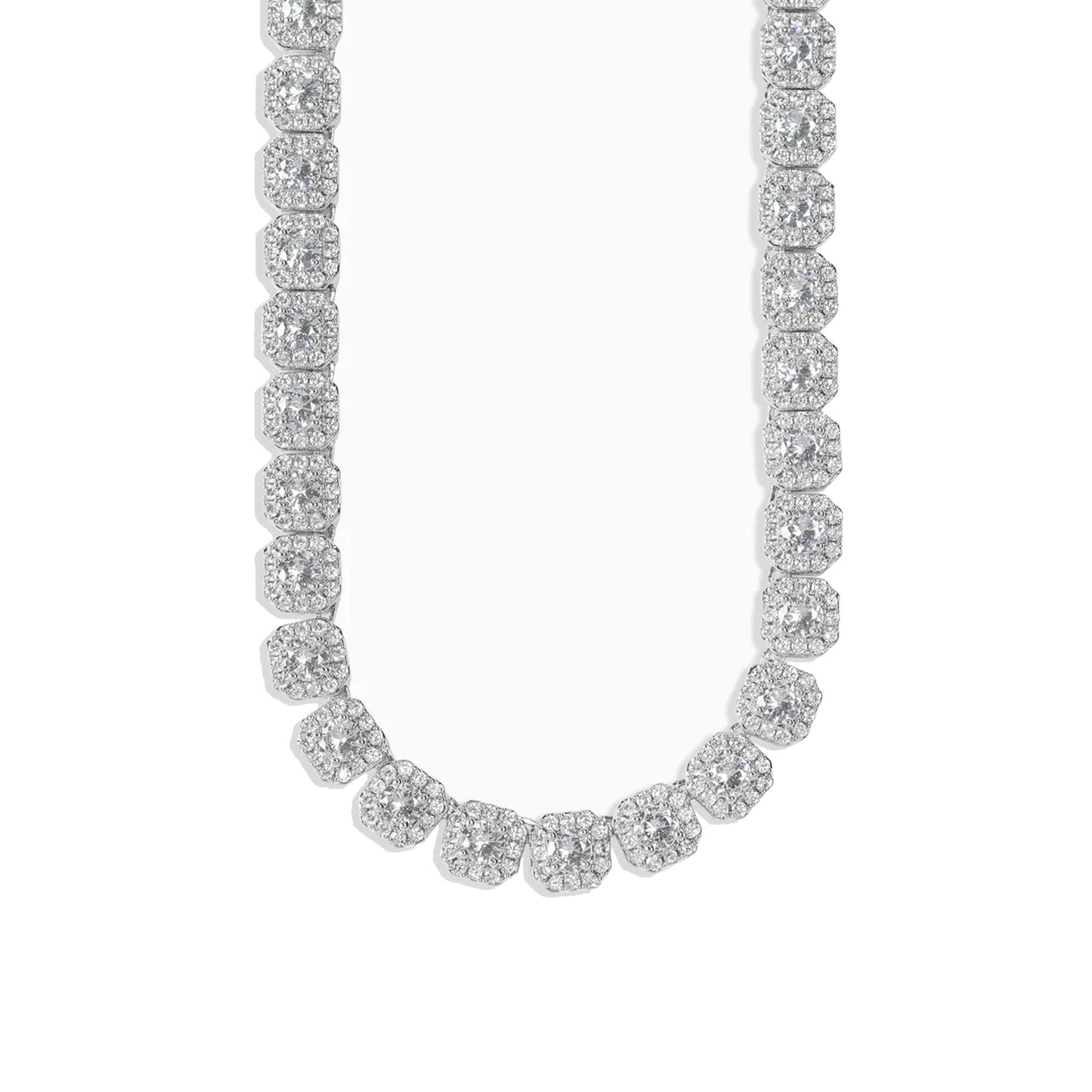 CLUSTERED ICED TENNIS CHAIN - SILVER