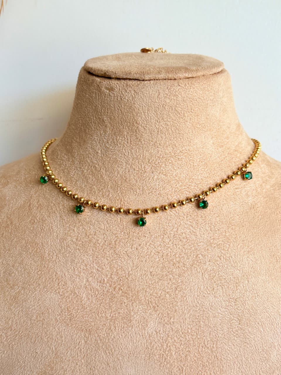 EMERALD DROP NECKLACE (ANTI TARNISH )