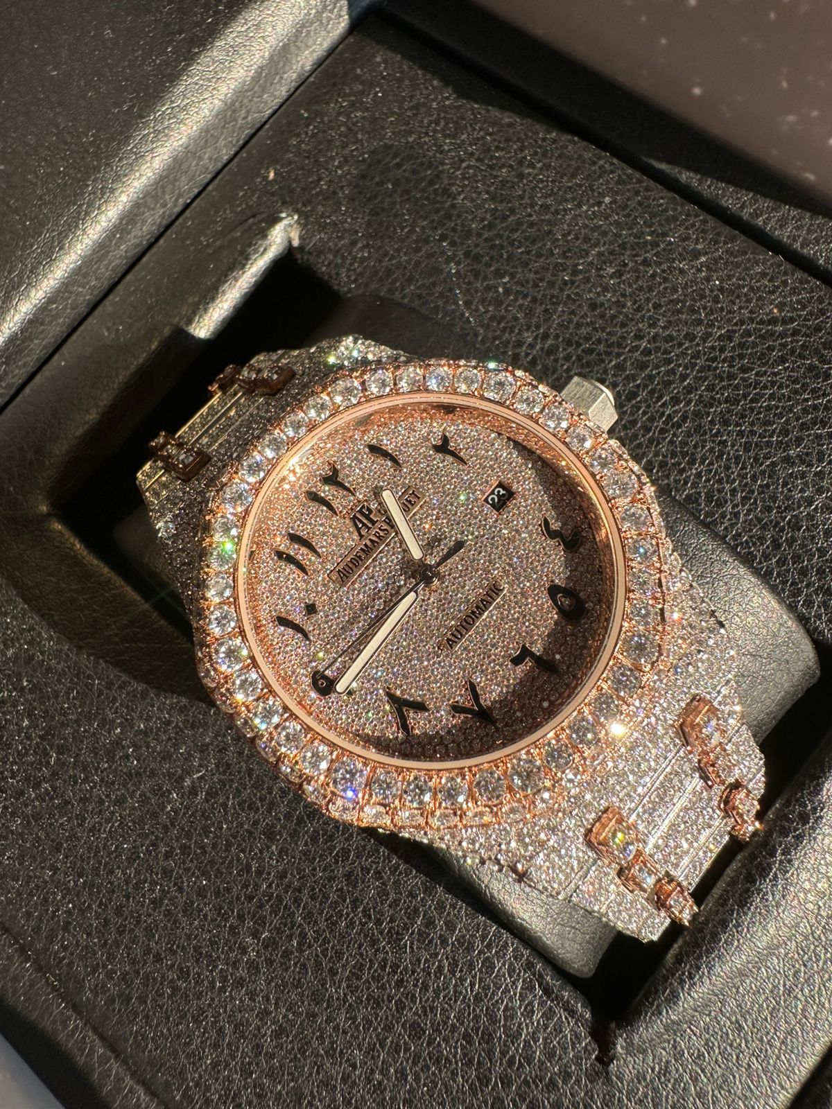 Iced Rose Gold Automatic Luxury Watch