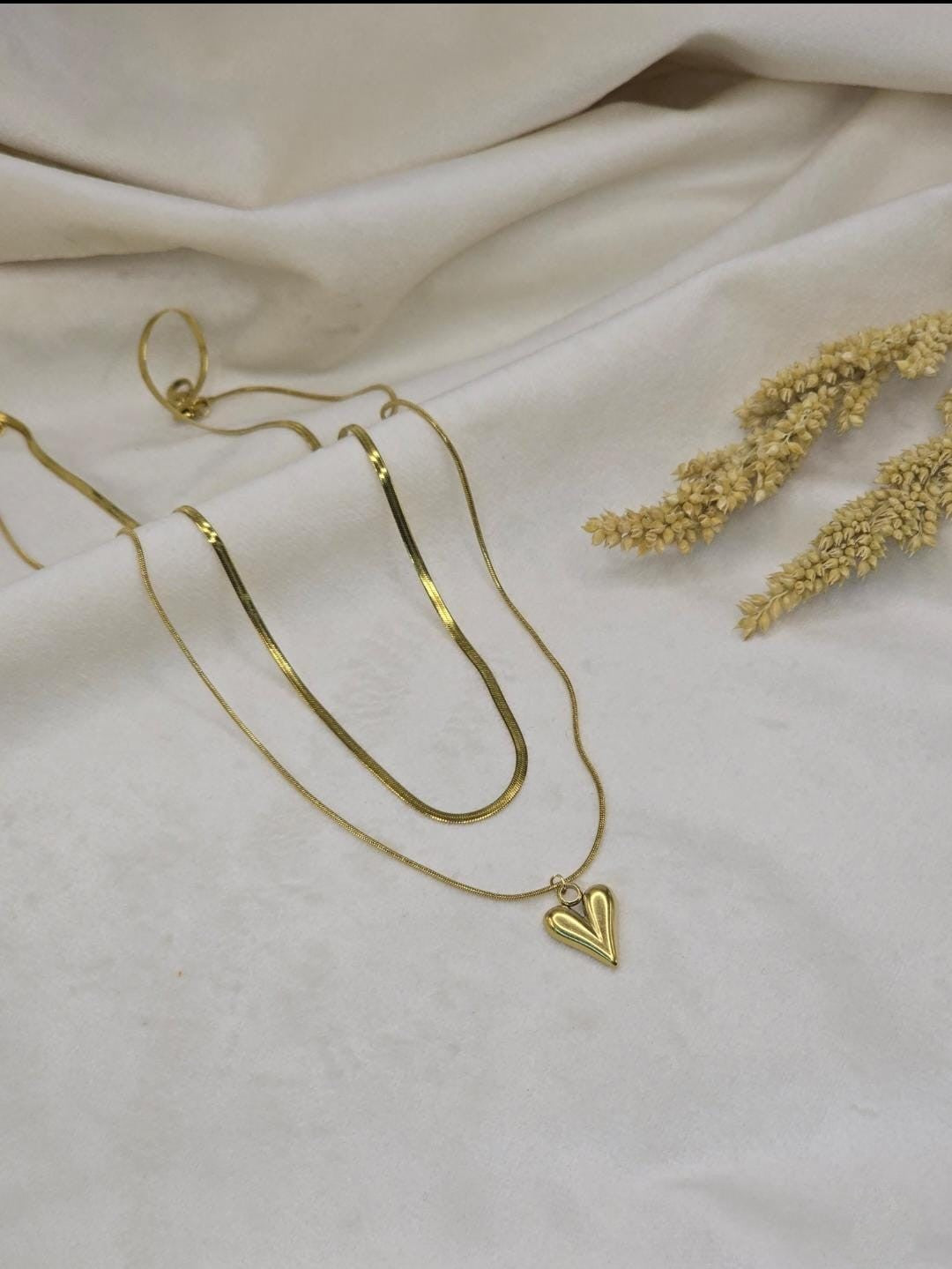 BOKENI DOUBLE LAYERED LOVE HEART PENDENT