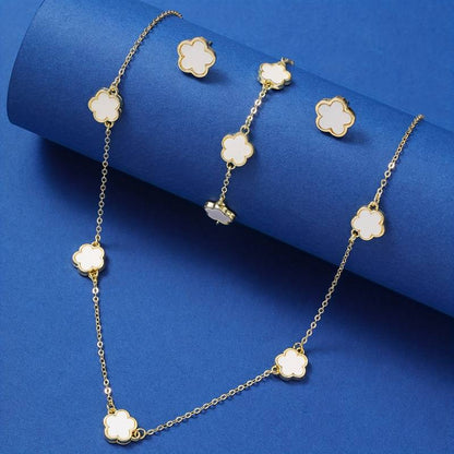 IVORY CLOVER JEWELLERY SET ( ANTI - TARNISH)