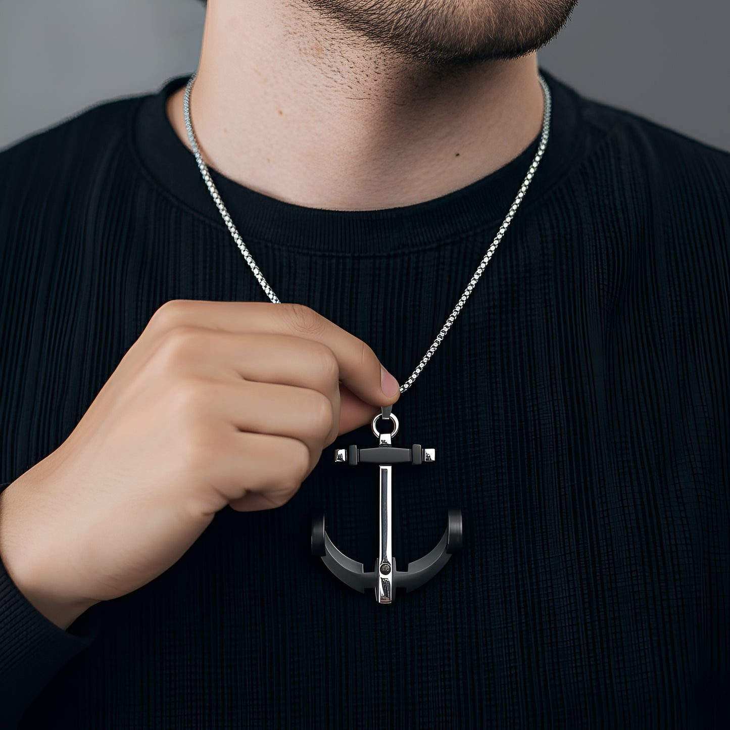 L SILVER ARCHERY ANCHOR CHAIN PENDANT (SS)