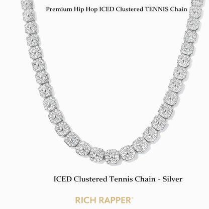 ICED CLUSTERED TENNIS SET - SILVER