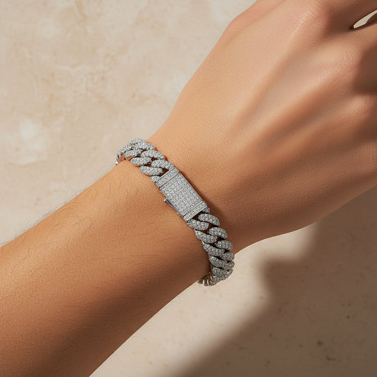 ICED CUBAN BRACELET - SILVER