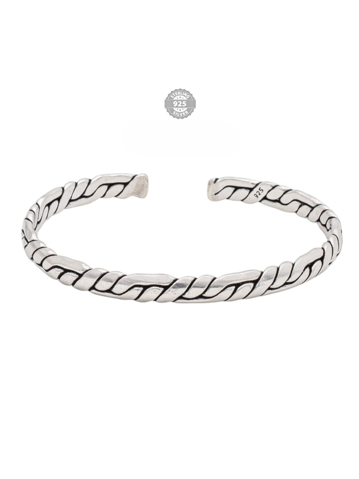 925 Sterling Silver Braided Design Kada For Rich Rapper Collection