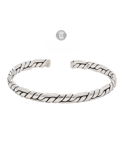 925 Sterling Silver Braided Design Kada For Rich Rapper Collection