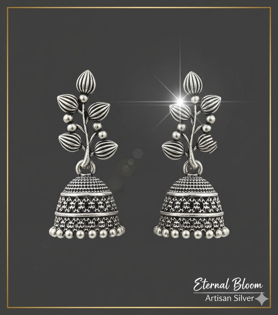 VINE & BELL OXIDIZED JHUMKA