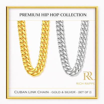 CUBAN LINK CHAIN – GOLD & SILVER (SET of 2)