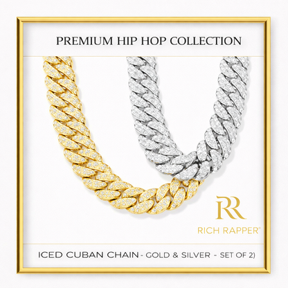ICED CUBAN CHAIN – GOLD & SILVER (SET of 2)