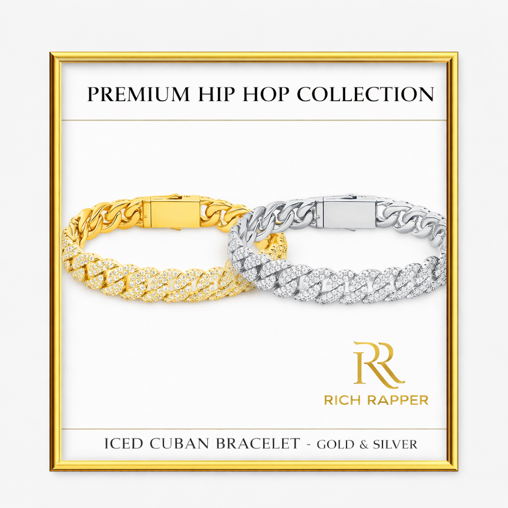 ICED CUBAN BRACELET – GOLD & SILVER (SET 0f 2)