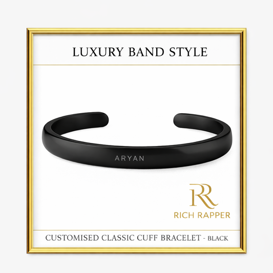 CUSTOMISED CLASSIC CUFF BRACELET - BLACK/GOLD/SILVER