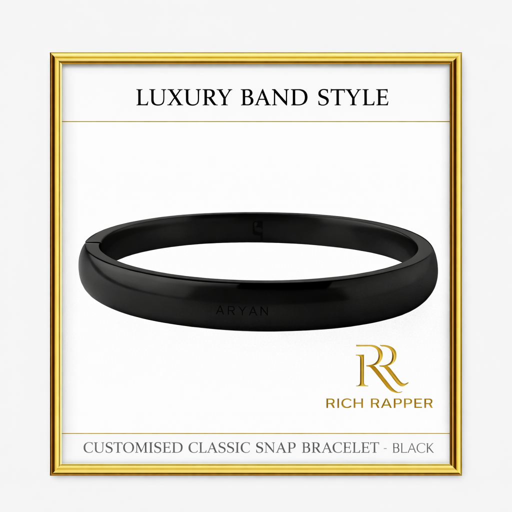 CUSTOMISED CLASSIC SNAP BRACELET - BLACK/GOLD/ SILVER