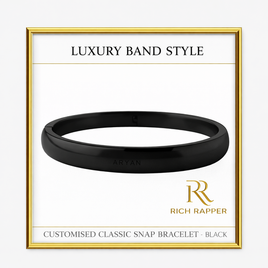 CUSTOMISED CLASSIC SNAP BRACELET - BLACK/GOLD/ SILVER