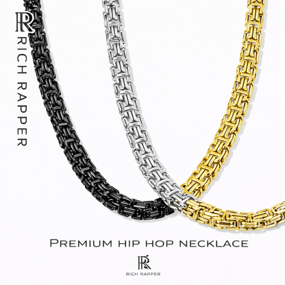 CUBAN BYZANTINE CHAIN – Black / Gold - Silver (Set of 2)