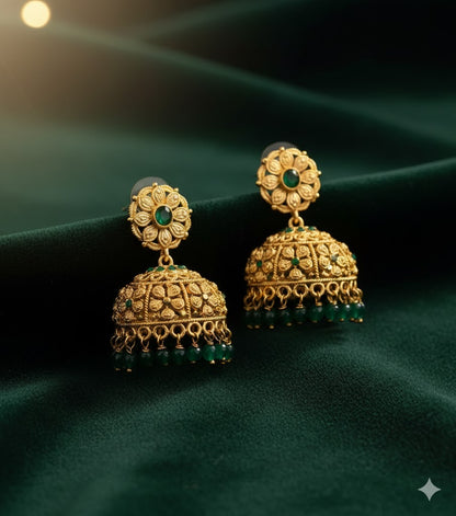 HEIRLOOM GREEN RUBY JHUMKA
