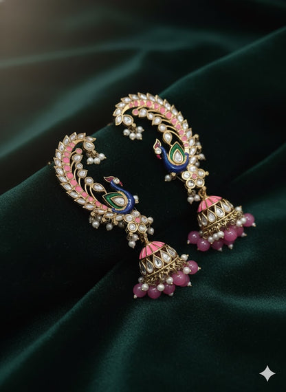 PINK PEACOCK JHUMKA