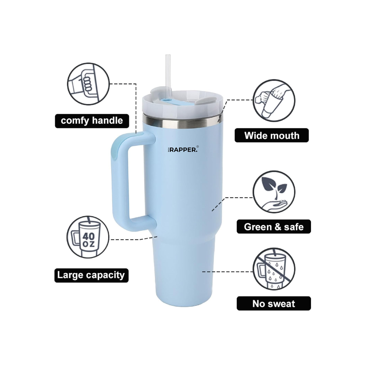 RICH RAPPER TUMBLER- SKY BLUE