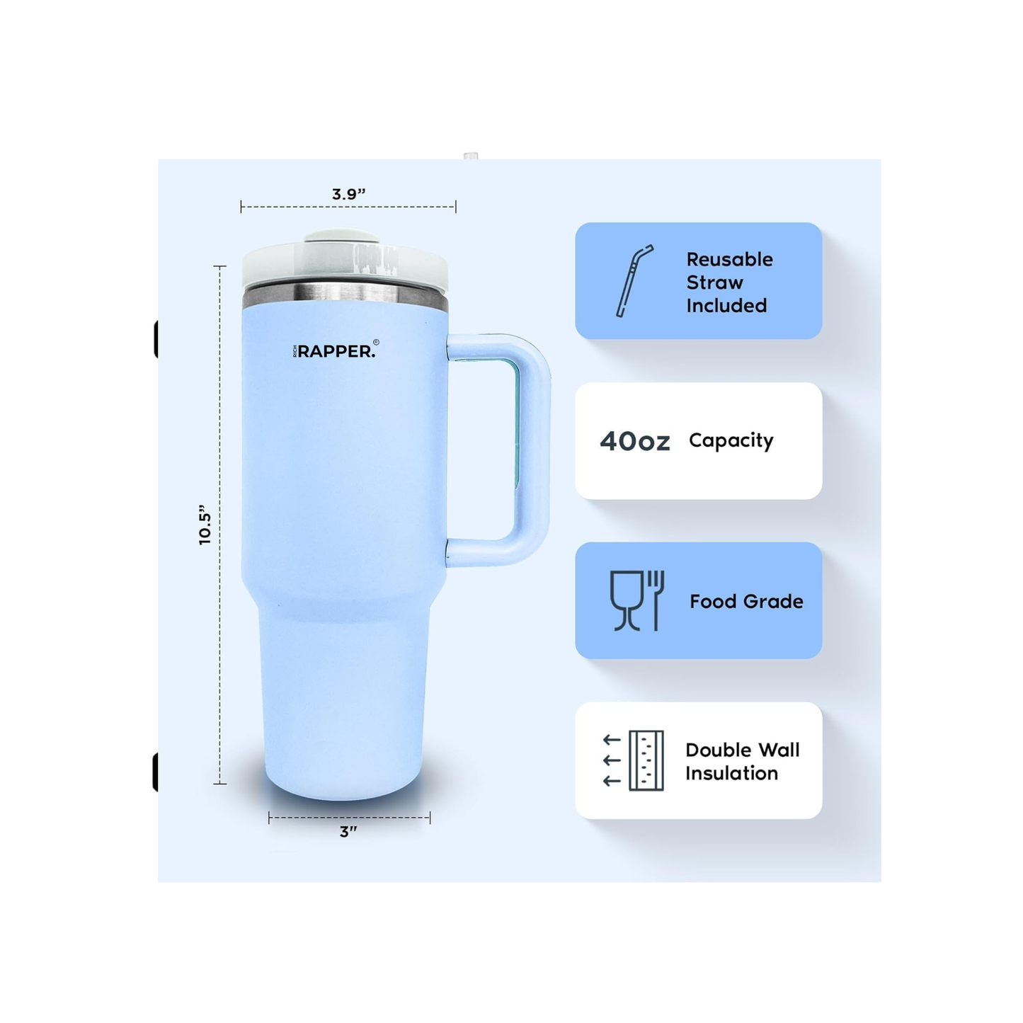 RICH RAPPER TUMBLER- SKY BLUE