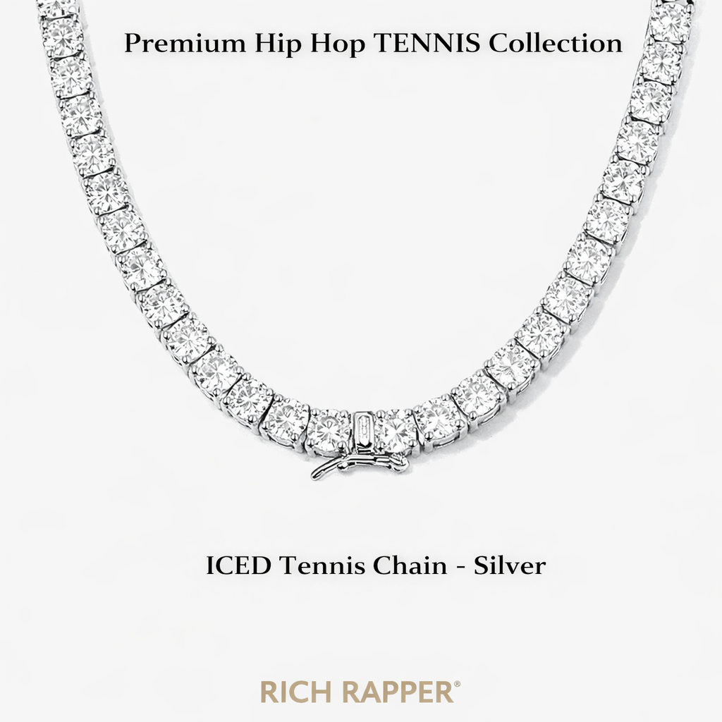 Sliver Chain Rapper TRIPLE ICED STREET CHAIN - SILVER (SET OF - 3) – Rich Rapper Official