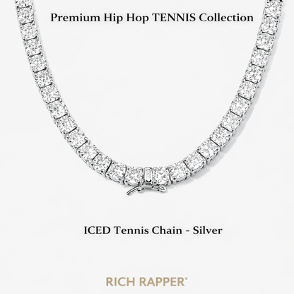 TRIPLE ICED STREET CHAIN - SILVER (SET OF - 3)