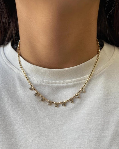 GOLD DIAMOND DANGLE NECKLACE