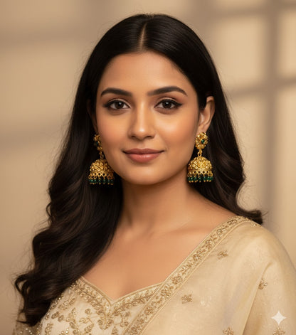 HEIRLOOM GREEN RUBY JHUMKA