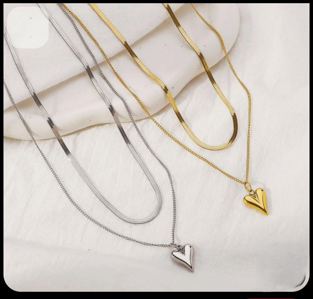 BOKENI DOUBLE LAYERED LOVE HEART PENDENT