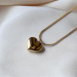 PUFFED HEART PENDANT (ANTI - TARNISH)