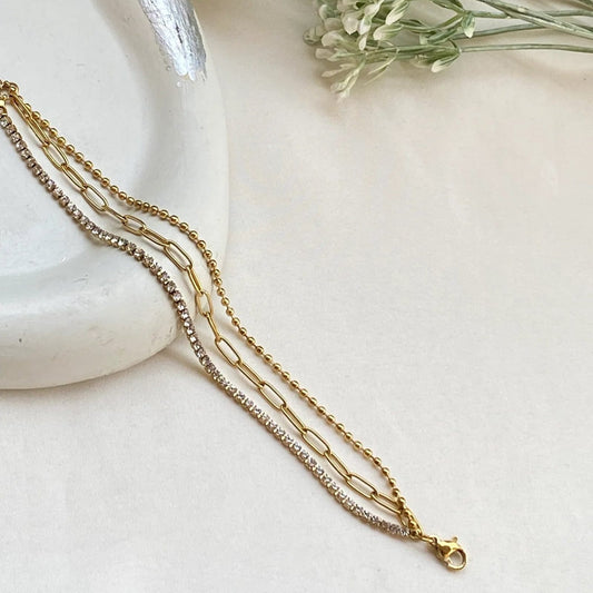 CHAIN BRACELET TRIPPLE LAYER (ANTI TARNISH)