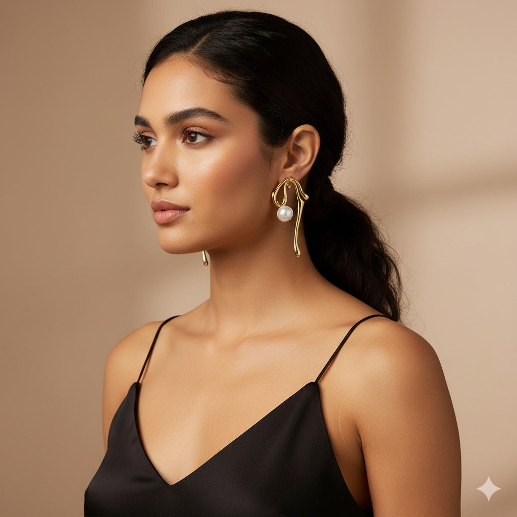 ARTFUL PEARL DROP EARRINGS