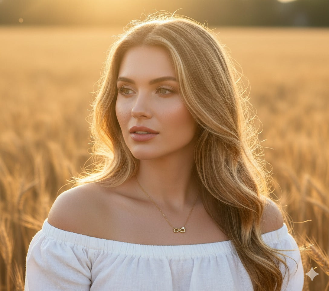 INFINITY PENDANT WITH CRYSTAL ( ANTI TARNISH )