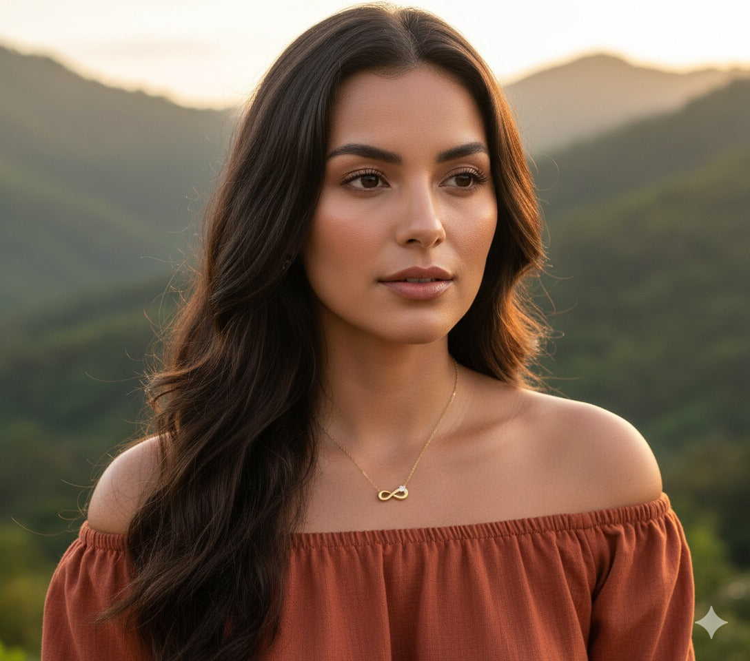 INFINITY PENDANT WITH CRYSTAL ( ANTI TARNISH )