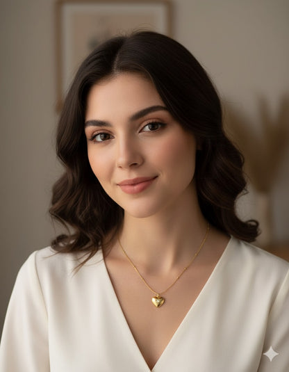 HEART SOLITARE CRYSTAL STAR  CHAIN PENDANT