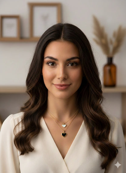 HEART CHAIN PENDANT  BLACK & WHITE