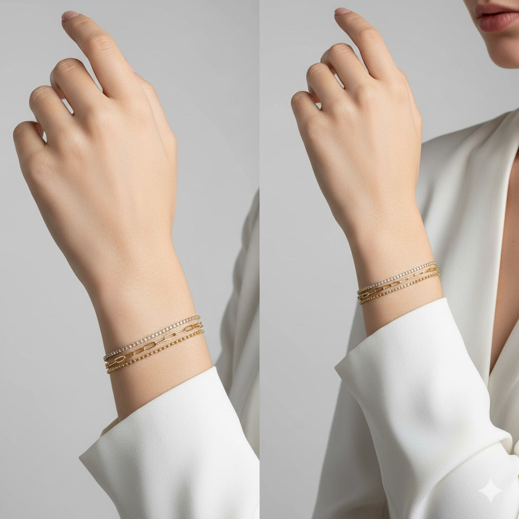 CHAIN BRACELET TRIPPLE LAYER (ANTI TARNISH)