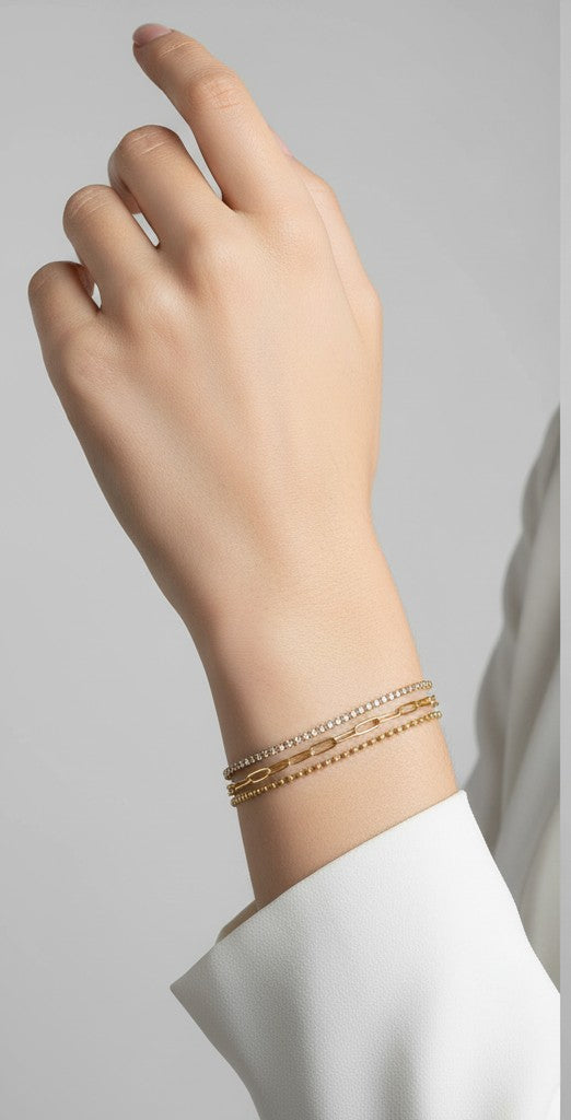 CHAIN BRACELET TRIPPLE LAYER (ANTI TARNISH)