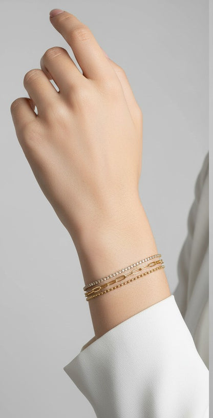 CHAIN BRACELET TRIPPLE LAYER (ANTI TARNISH)