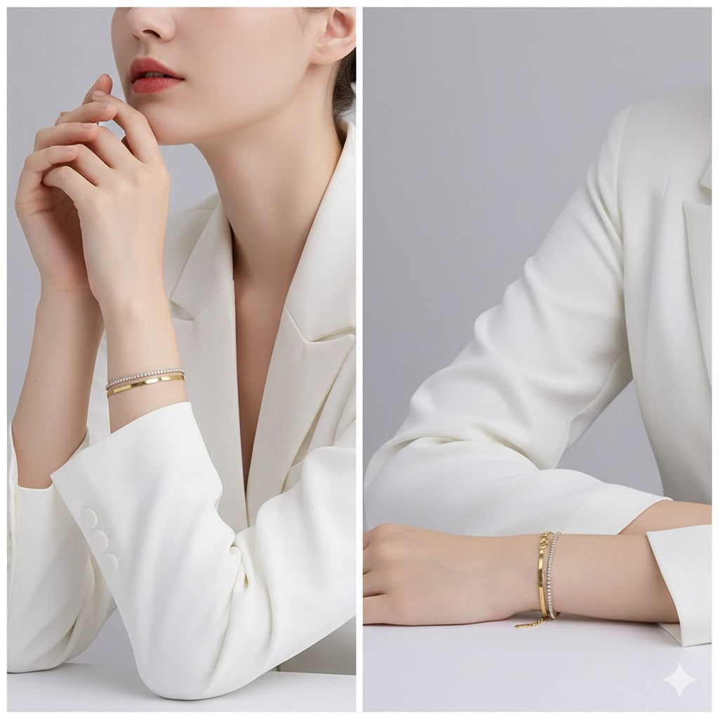 CHAIN BRACELET DOUBLE LAYER (ANTI TARNISH )