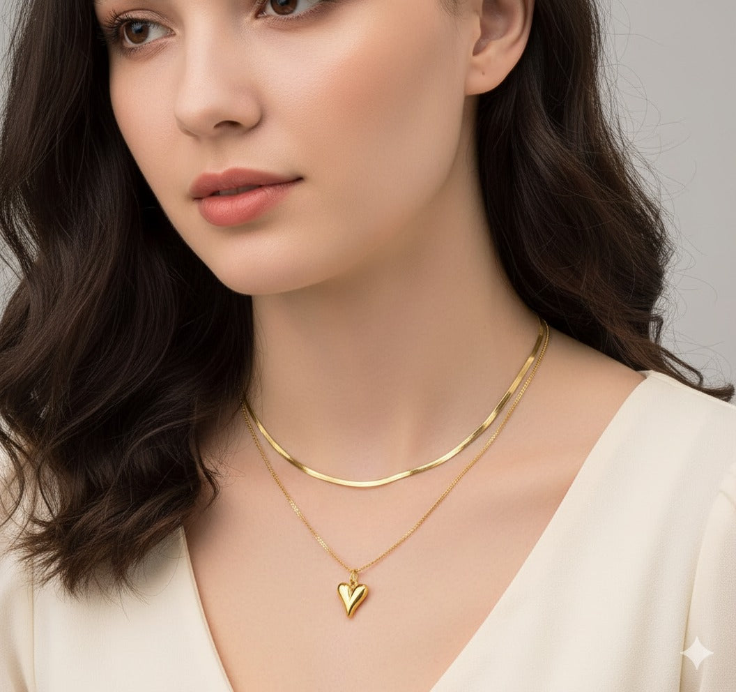 BOKENI DOUBLE LAYERED LOVE HEART PENDENT