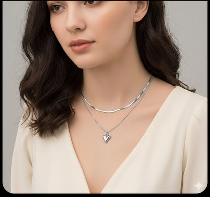 BOKENI DOUBLE LAYERED LOVE HEART PENDENT