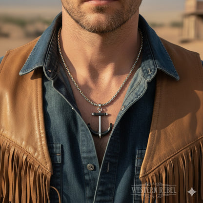 L SILVER ARCHERY ANCHOR CHAIN PENDANT (SS)