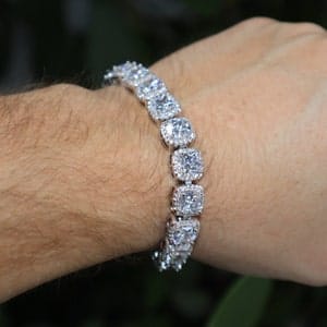 ICED CLUSTERED TENNIS BRACELET -SILVER