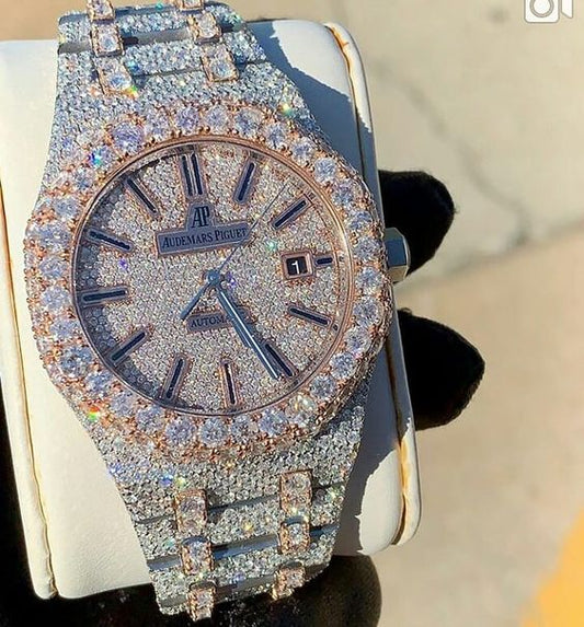 Iced Rose Gold Automatic Luxury Watch