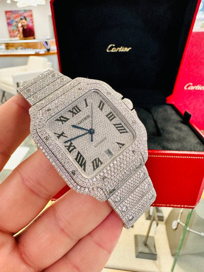 Iced Silver Automatic Luxury Watch