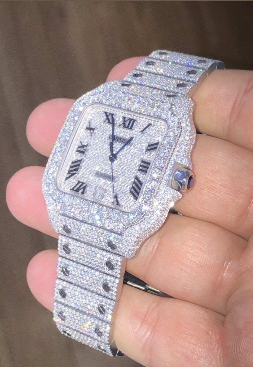 Iced Silver Automatic Luxury Watch