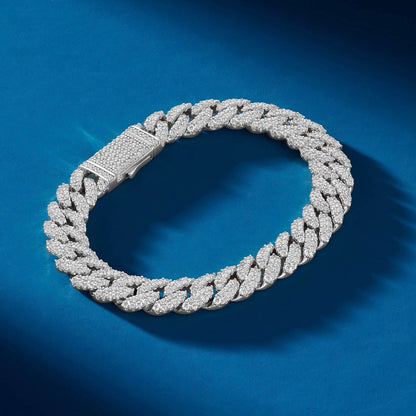 ICED OUT CUBAN LINK BRACELET - WHITE GOLD