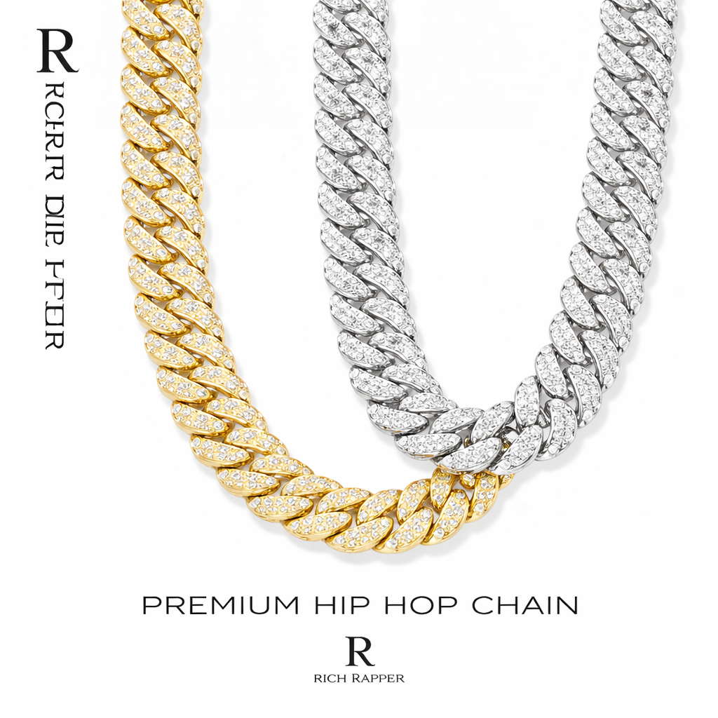 ICED OUT CUBAN CHAIN - GOLD & SILVER (SET of2)